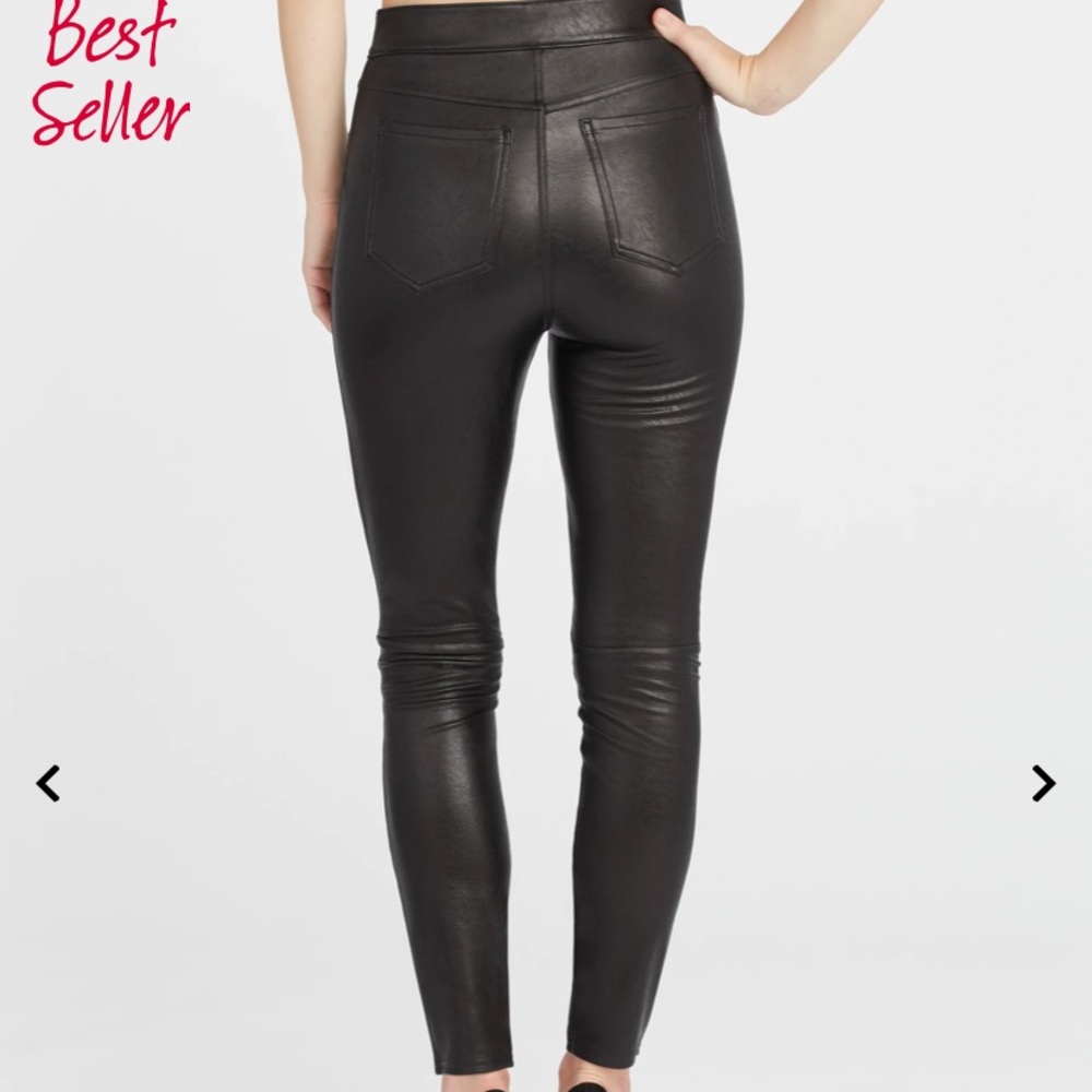 NWT Spanx leather like ankle skinny pant black - Picture 3 of 4